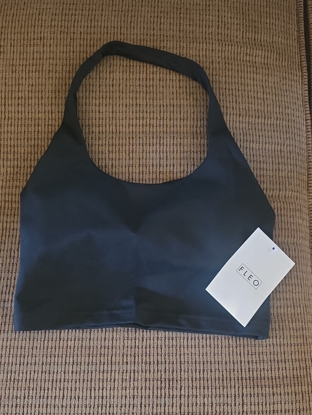 Fleo Black Halter Sports Bra Crop Top